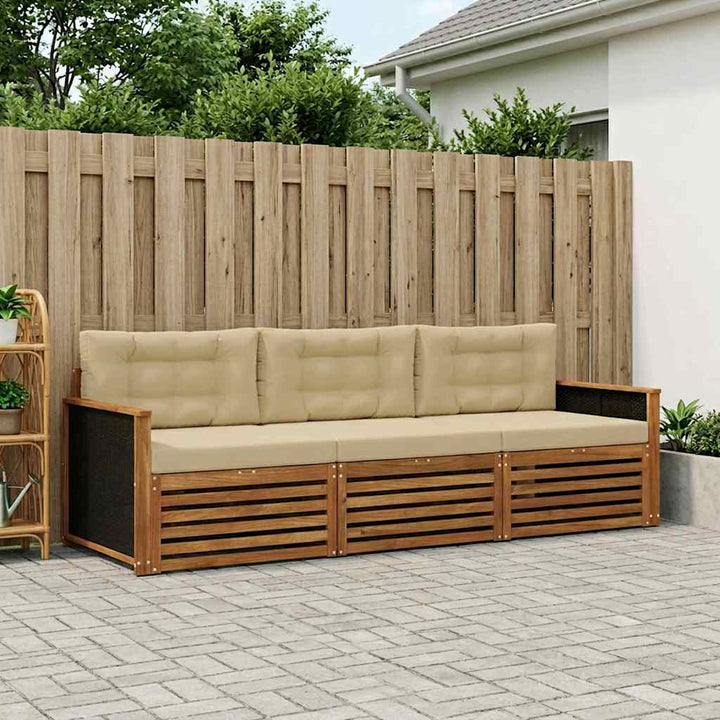 Udendørs sofagruppe 3 pcs Naturlig og Beige Polyester