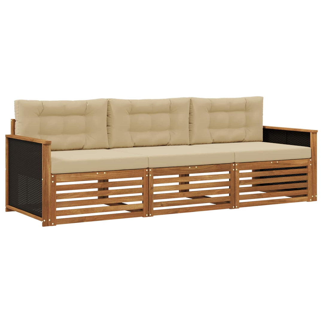 Udendørs sofagruppe 3 pcs Naturlig og Beige Polyester