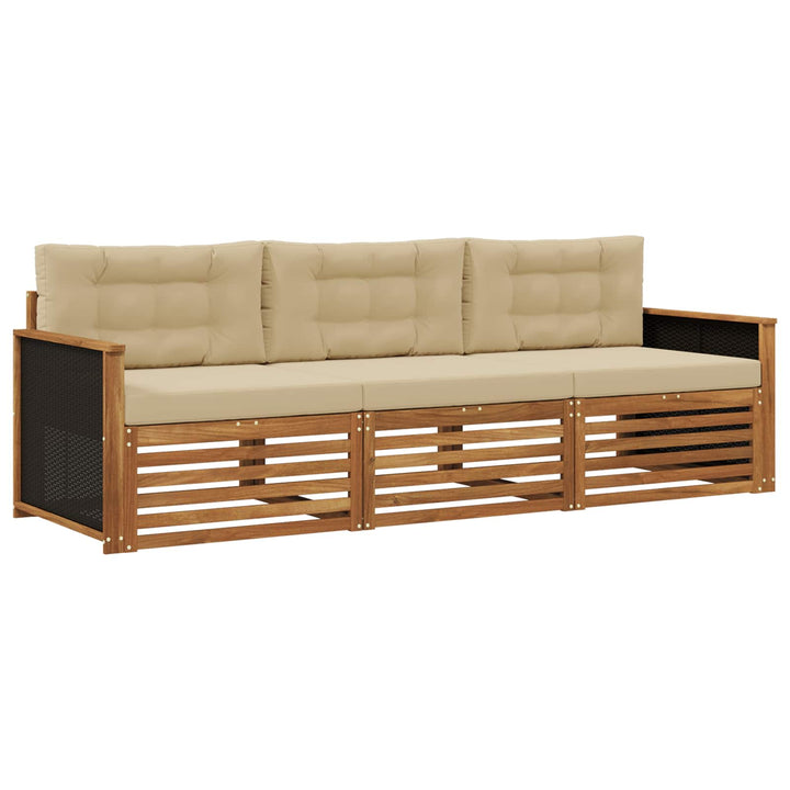Udendørs sofagruppe 3 pcs Naturlig og Beige Polyester