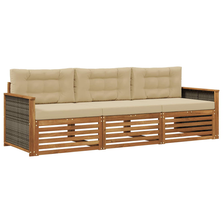 Udendørs sofagruppe med pude 3 pcs Naturlig og Beige