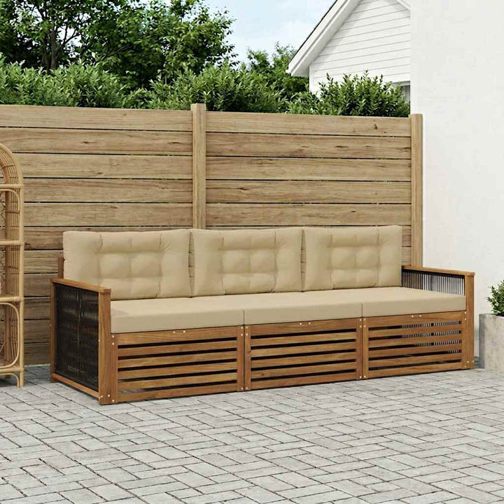 Udendørs sofagruppe med pude 3 pcs Naturlig og Beige