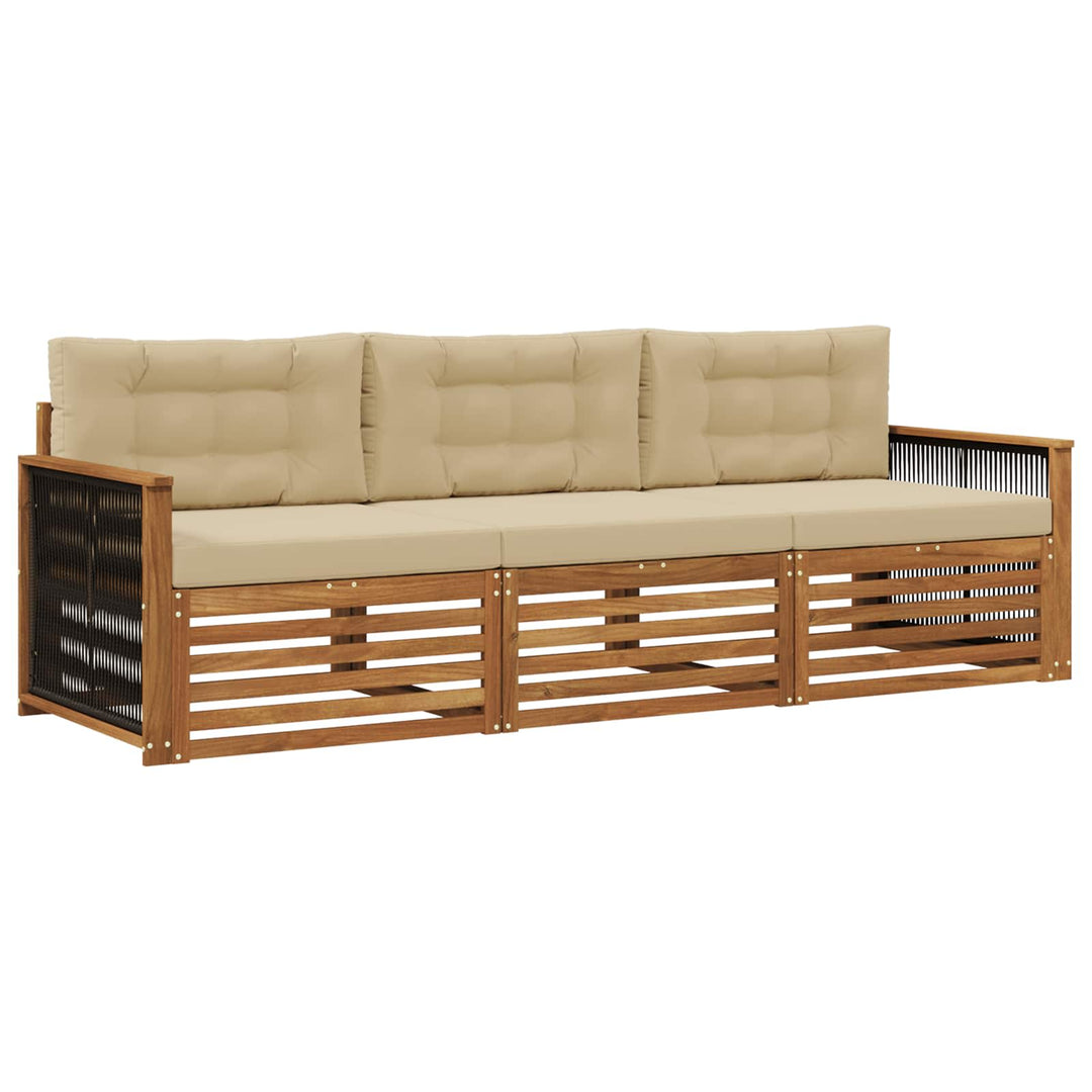 Udendørs sofagruppe med pude 3 pcs Naturlig og Beige