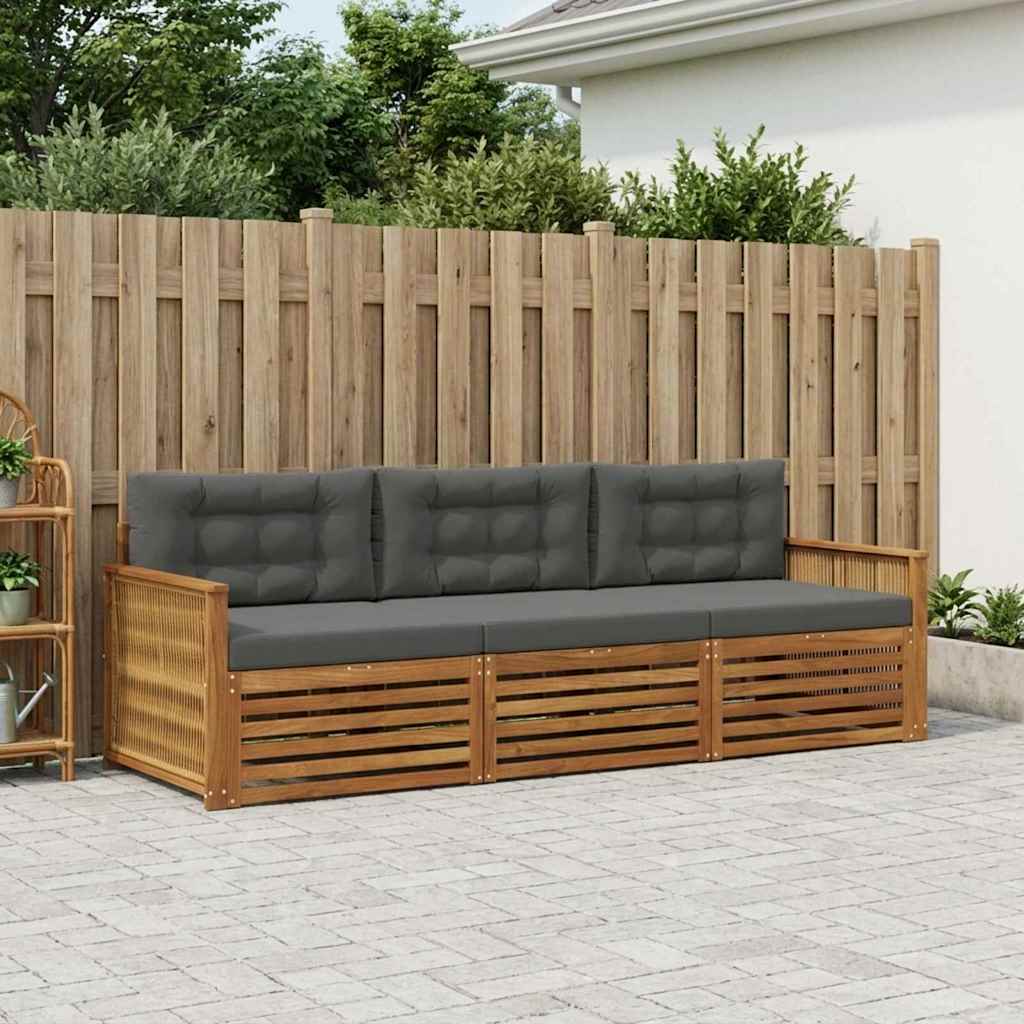 Udendørs sofagruppe med pude 3 pcs Naturlig og Antracit