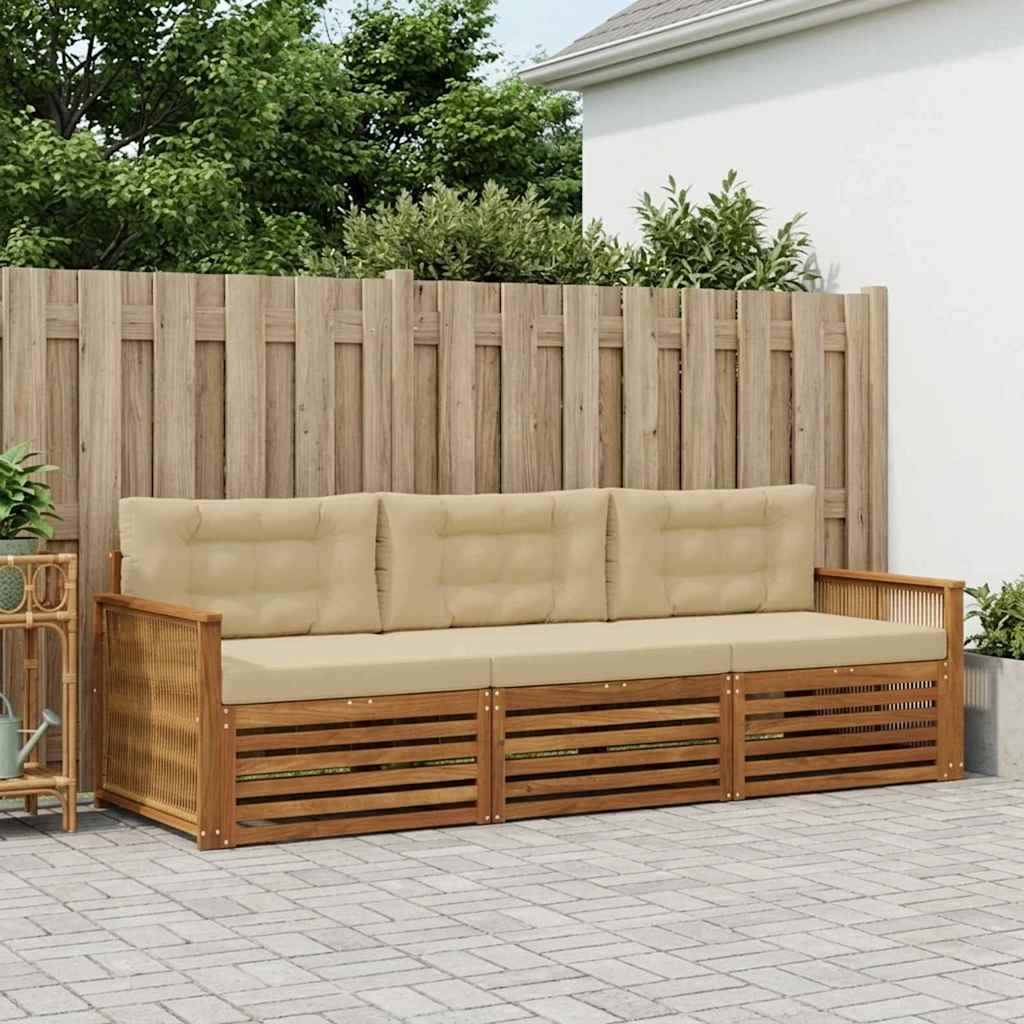 Udendørs sofagruppe med pude 3 pcs Naturlig og Beige
