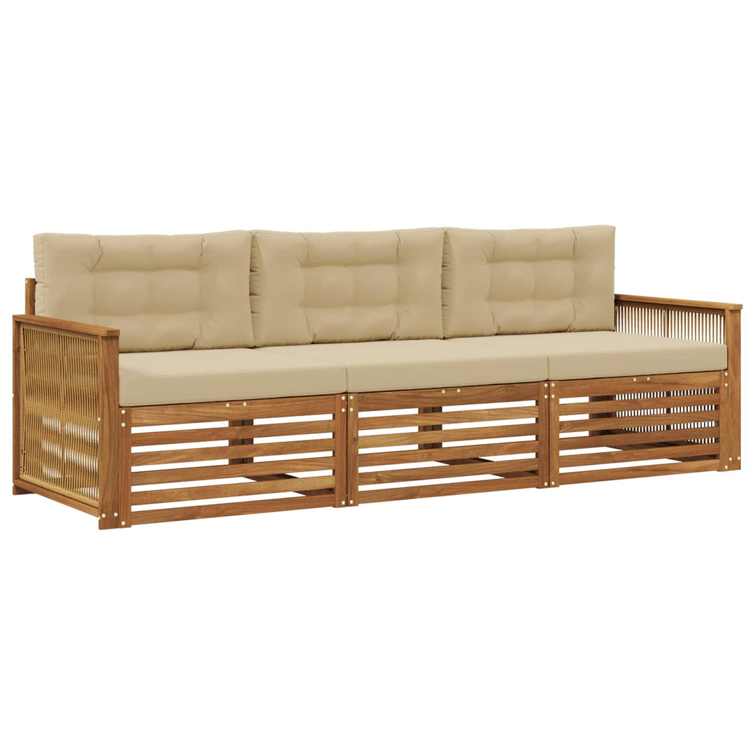 Udendørs sofagruppe med pude 3 pcs Naturlig og Beige