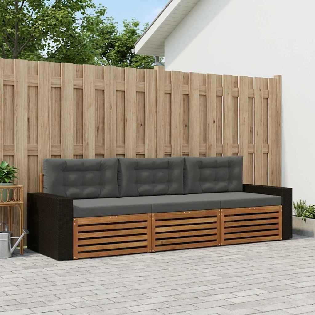 Udendørs sofagruppe 3 pcs Naturlig og Antracit Polyester