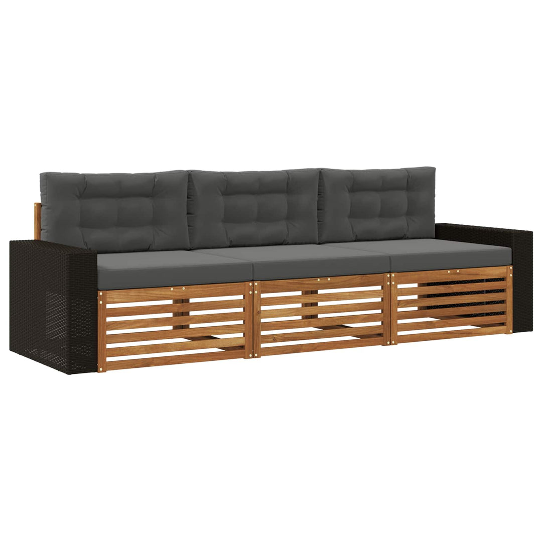 Udendørs sofagruppe 3 pcs Naturlig og Antracit Polyester