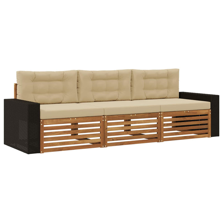 Udendørs sofagruppe med pude 3 pcs Naturlig og Beige Polyester
