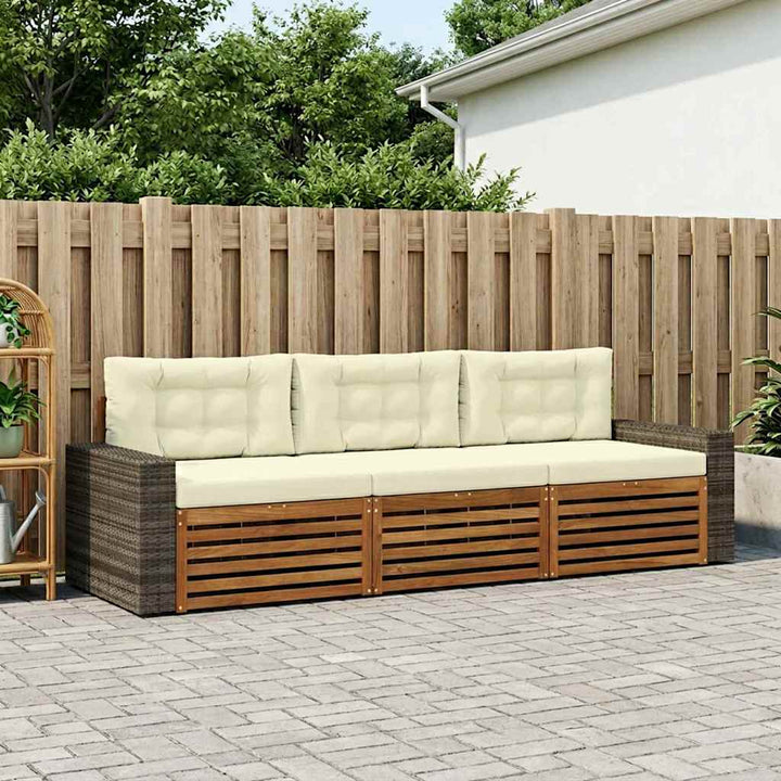Udendørs sofagruppe med pude 3 pcs Naturlig og Fløde Polyester