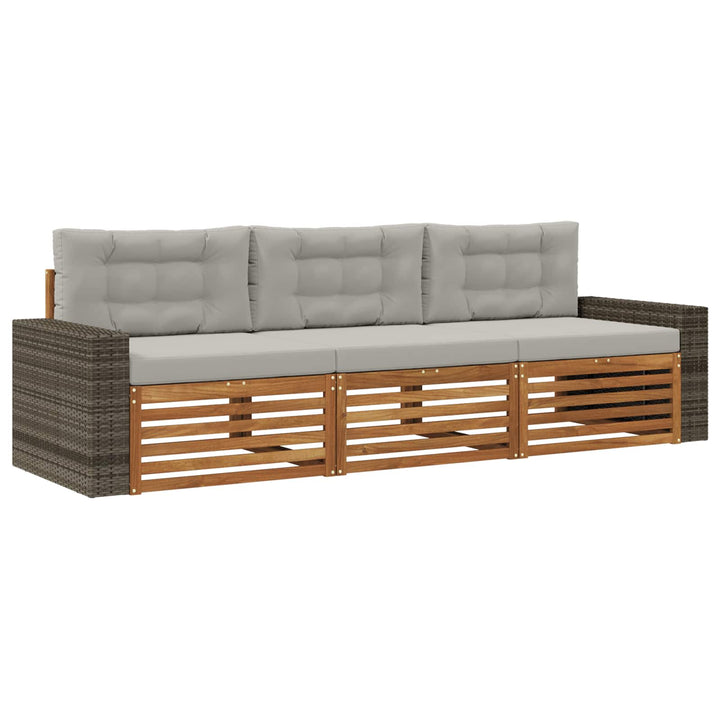 Udendørs sofagruppe 3 pcs Naturfarvet og lysegrå Polyester