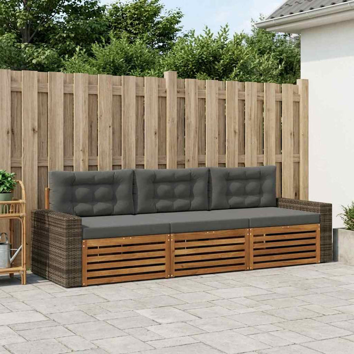 Udendørs sofagruppe 3 pcs Naturlig og Antracit Polyester