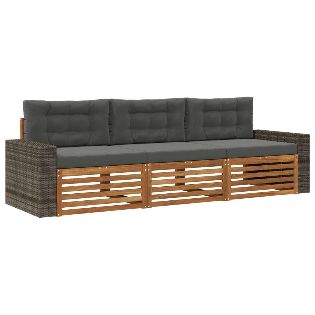 Udendørs sofagruppe 3 pcs Naturlig og Antracit Polyester