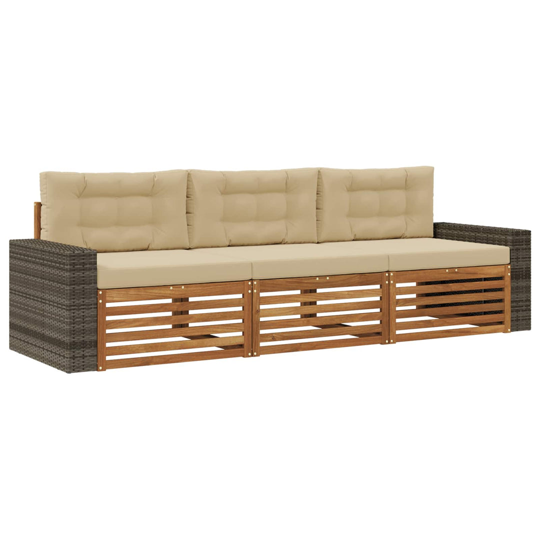Udendørs sofagruppe med pude 3 pcs Naturlig og Beige Polyester