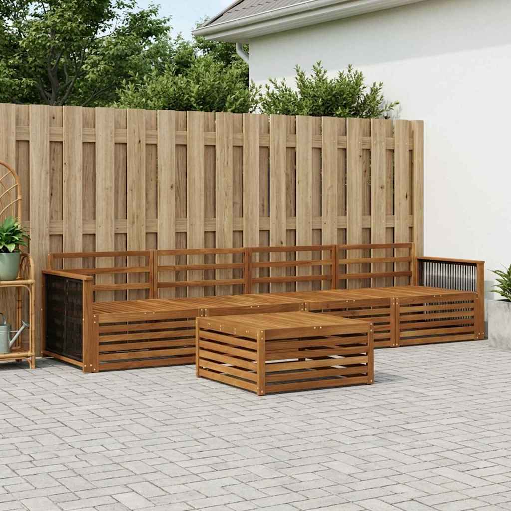 Udendørs sofagruppe 5 pcs Naturfarvet Massivt Akacietræ