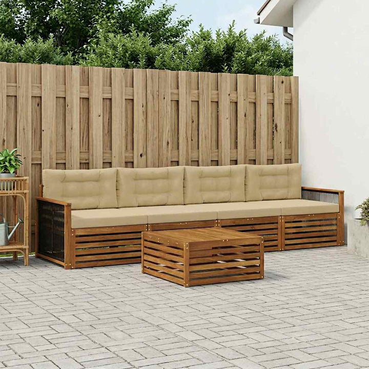 Udendørs sofagruppe med pude 5 pcs Naturlig og Beige