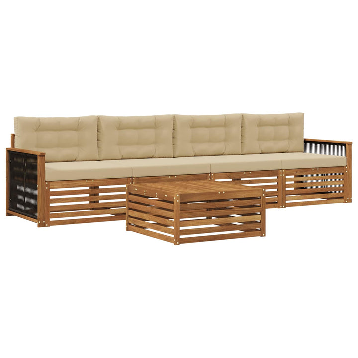 Udendørs sofagruppe med pude 5 pcs Naturlig og Beige