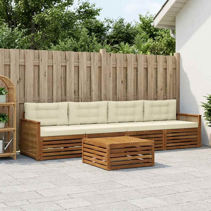 Udendørs sofagruppe med pude 5 pcs Naturlig og Fløde