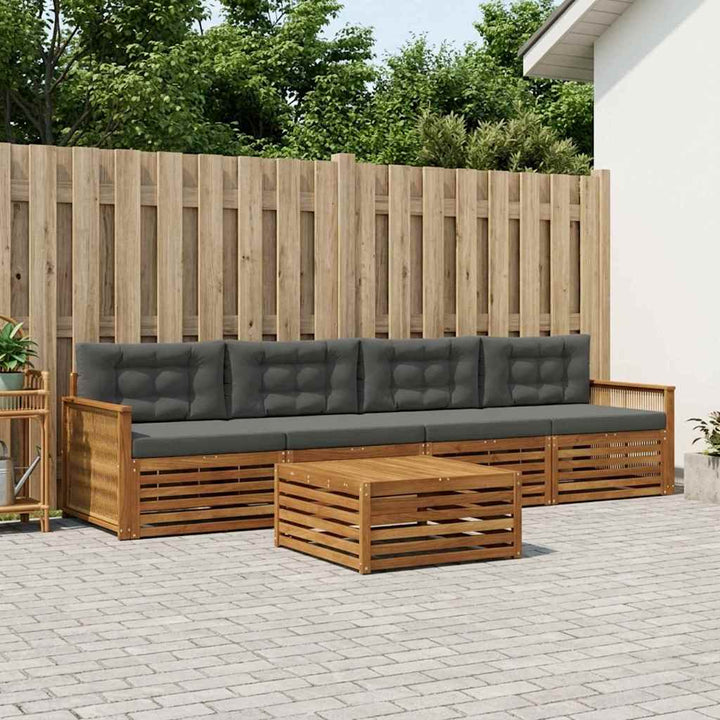 Udendørs sofagruppe med pude 5 pcs Naturlig og Antracit