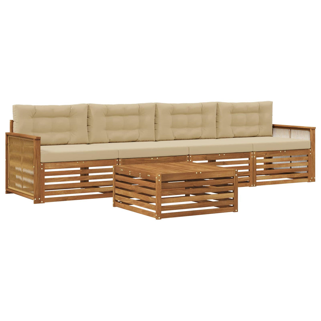 Udendørs sofagruppe med pude 5 pcs Naturlig og Beige
