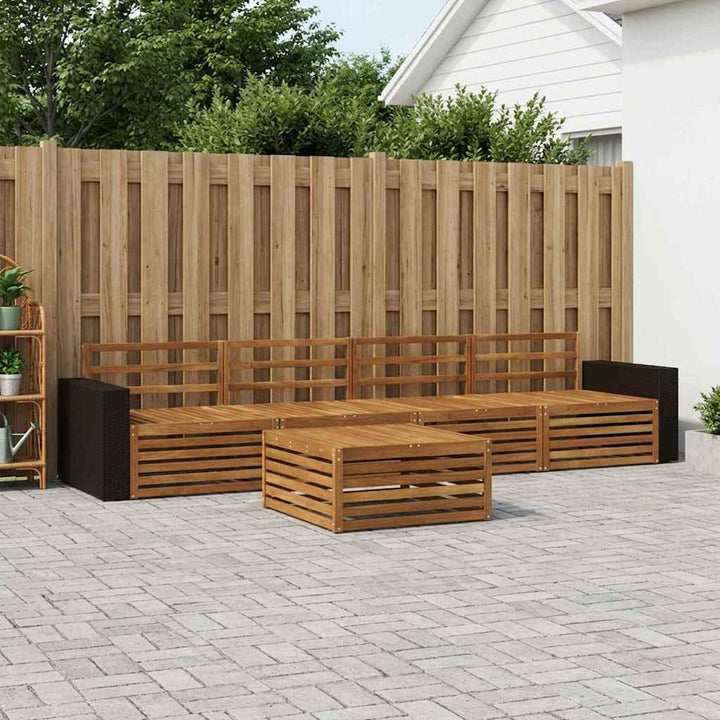 Udendørs sofagruppe 5 pcs Naturfarvet Massivt Akacietræ