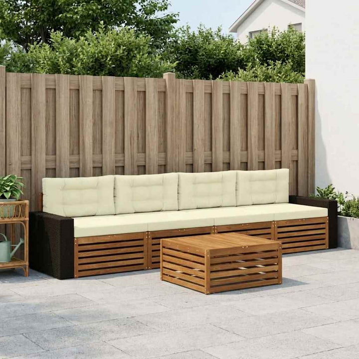 Udendørs sofagruppe 5 pcs Naturlig og Fløde Massivt Akacietræ