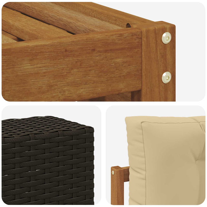 Udendørs sofagruppe 5 pcs Naturlig og Beige Massivt Akacietræ