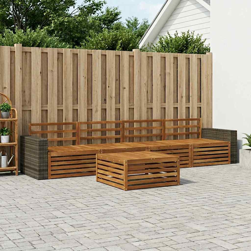 Udendørs sofagruppe 5 pcs Naturfarvet Massivt Akacietræ