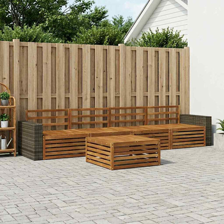 Udendørs sofagruppe 5 pcs Naturfarvet Massivt Akacietræ