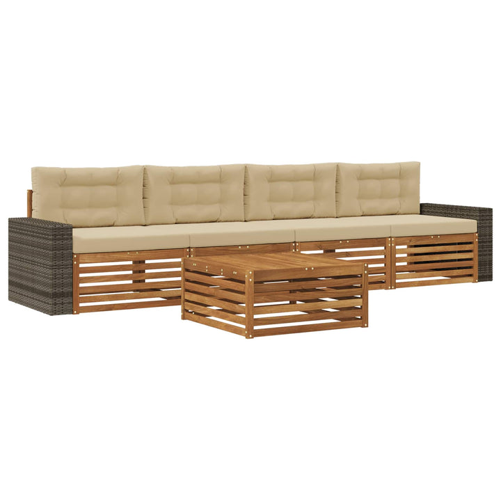 Udendørs sofagruppe 5 pcs Naturlig og Beige Massivt Akacietræ