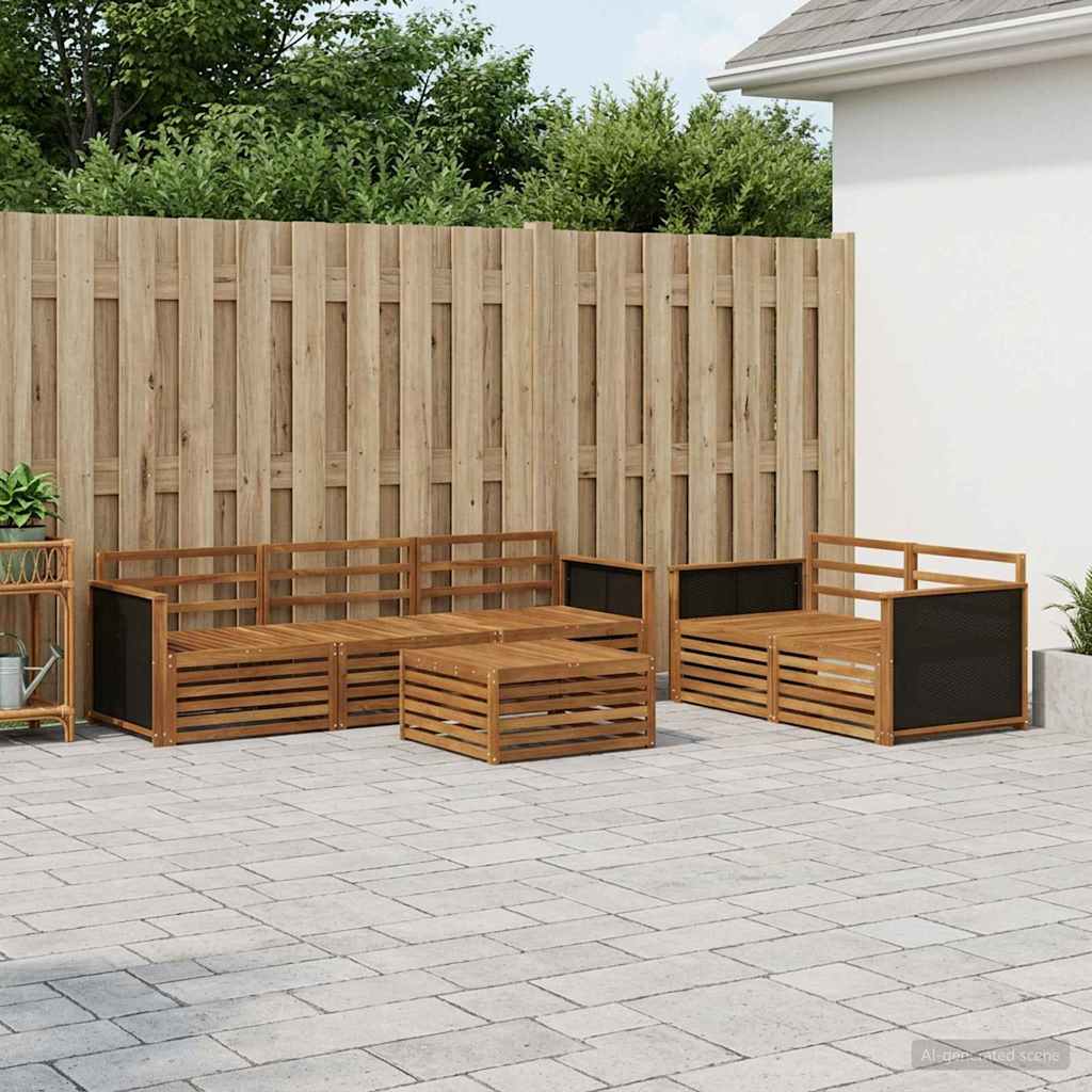 Udendørs sofagruppe 6 pcs Naturfarvet Massivt Akacietræ