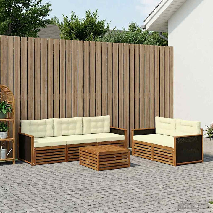 Udendørs sofagruppe 6 pcs Naturlig og Fløde