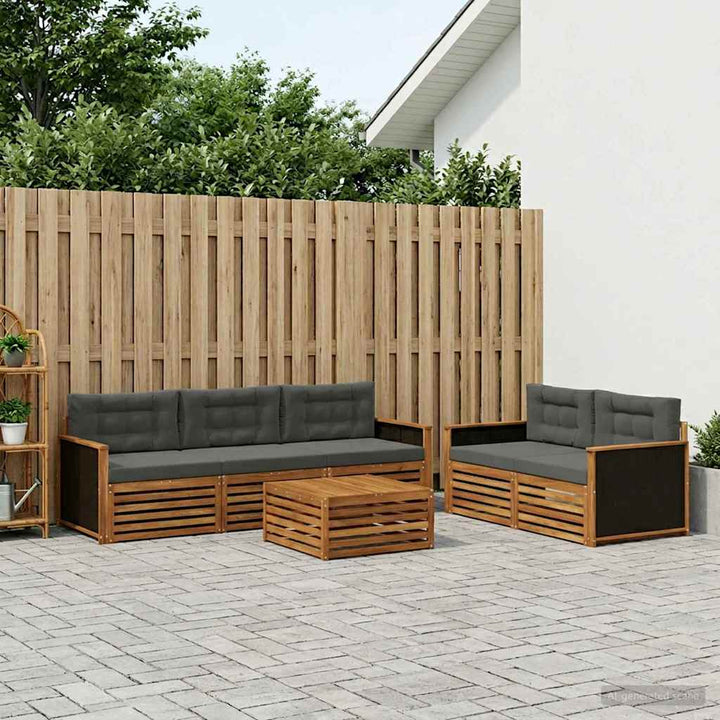 Udendørs sofagruppe 6 pcs Naturlig og Antracit