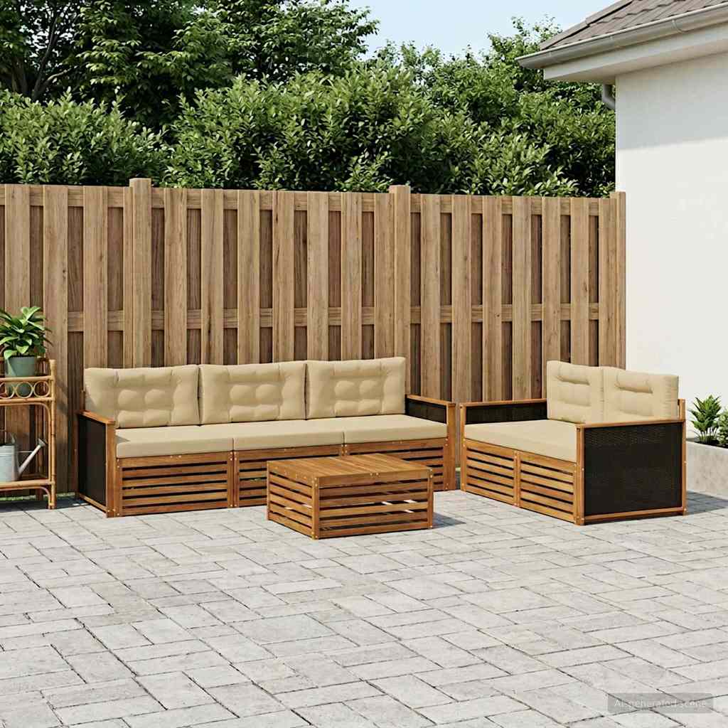 Udendørs sofagruppe 6 pcs Naturlig og Beige