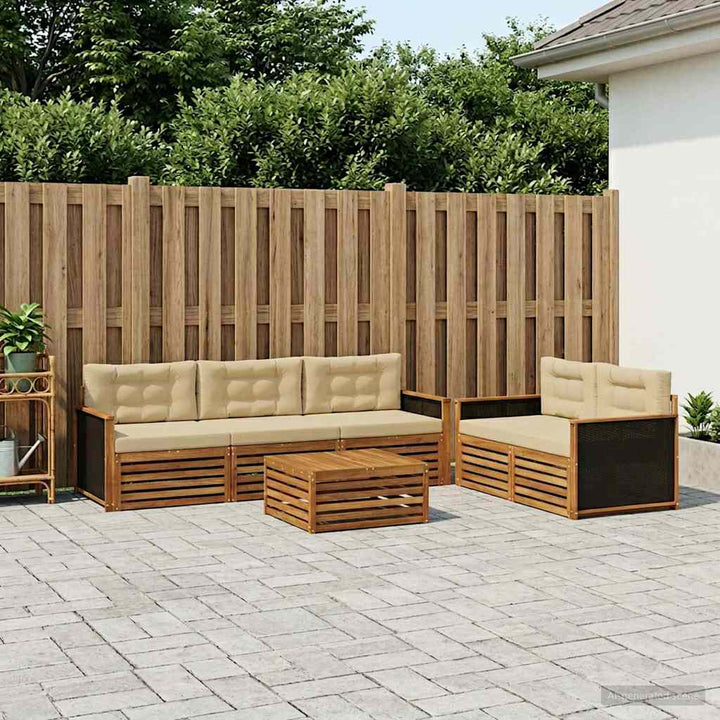 Udendørs sofagruppe 6 pcs Naturlig og Beige