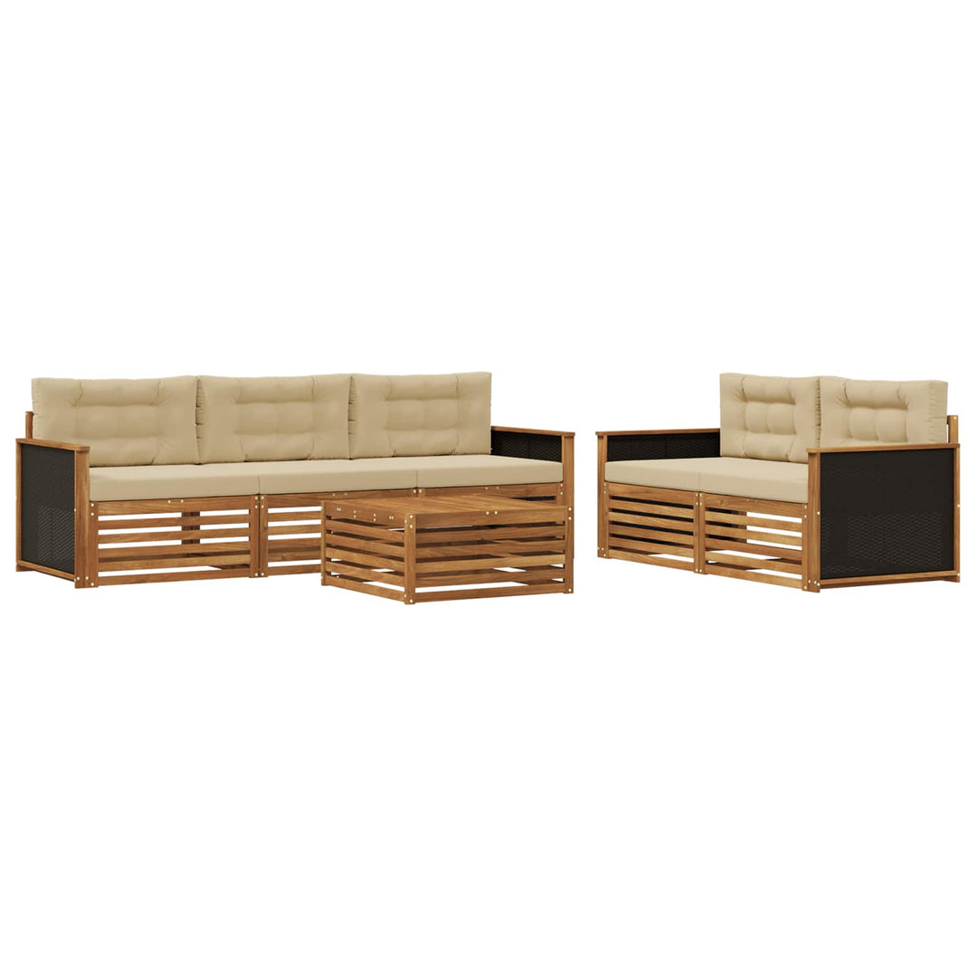 Udendørs sofagruppe 6 pcs Naturlig og Beige