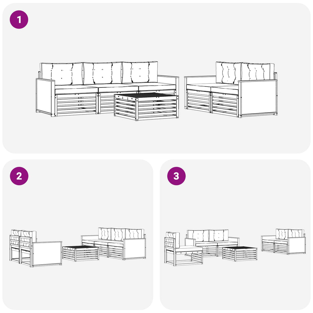 Udendørs sofagruppe 6 pcs Naturlig og Beige