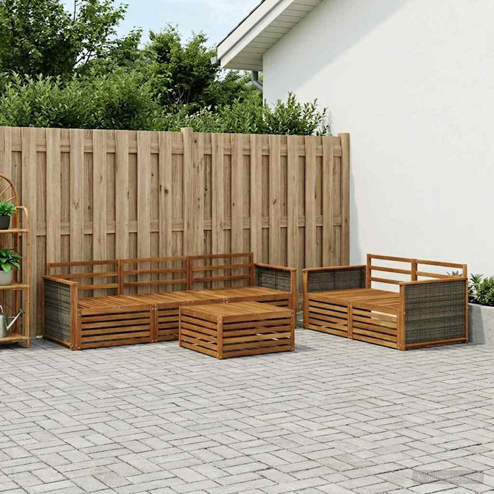 Udendørs sofagruppe 6 pcs Naturfarvet Massivt Akacietræ