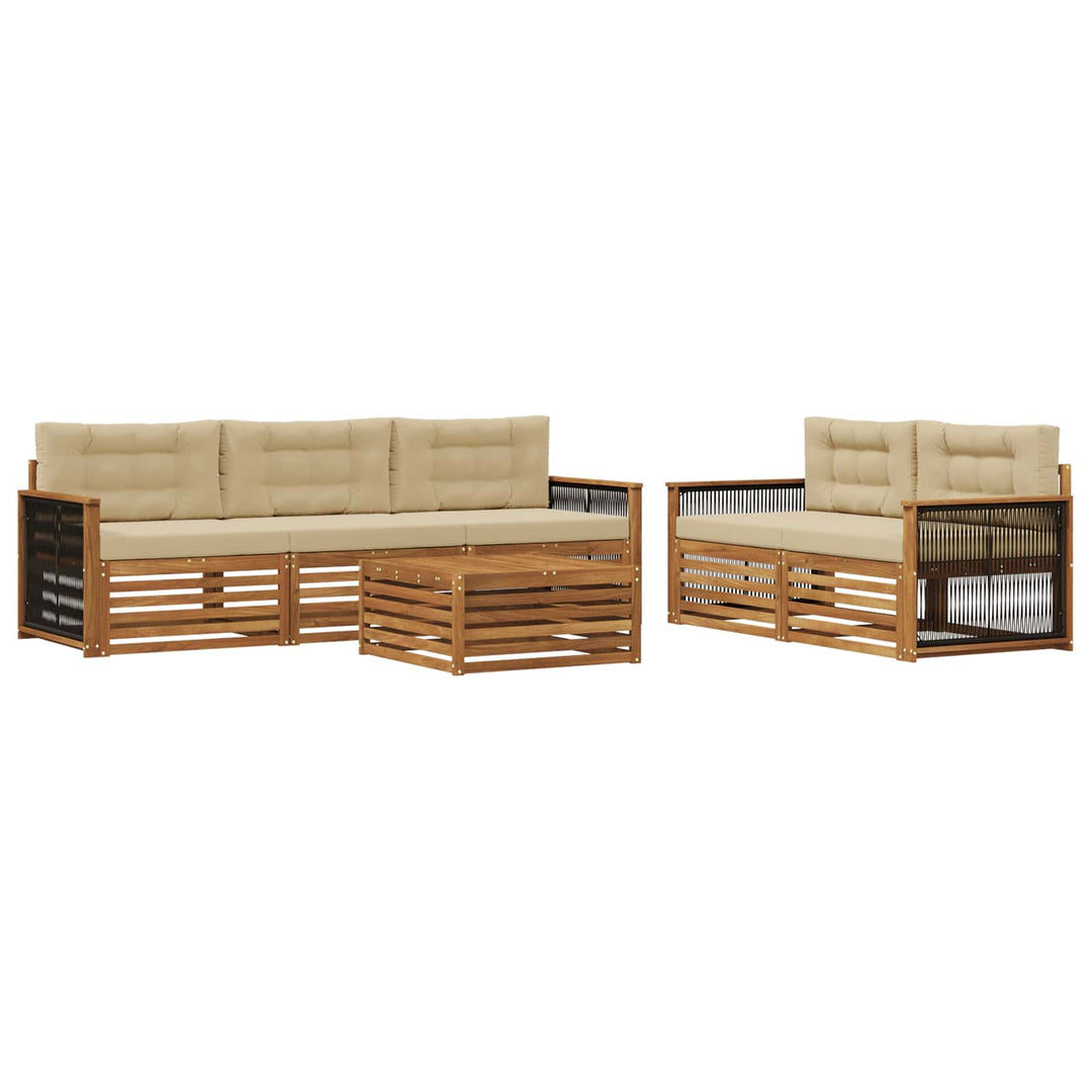 Udendørs sofagruppe med pude 6 pcs Naturlig og Beige