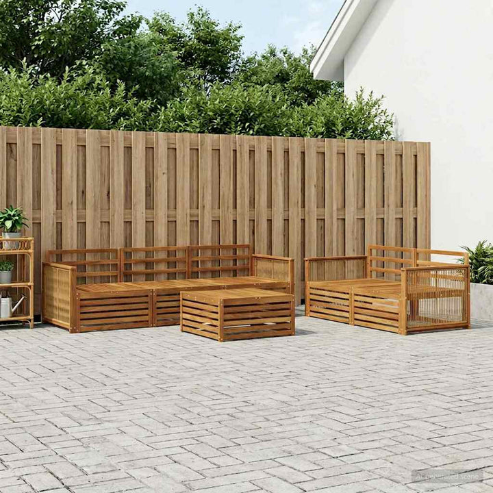 Udendørs sofagruppe 6 pcs Naturfarvet Massivt Akacietræ