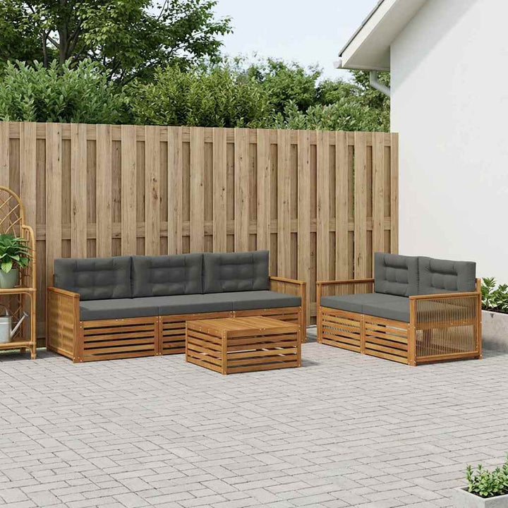 Udendørs sofagruppe med pude 6 pcs Naturlig og Antracit