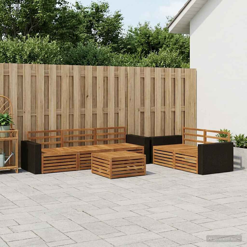 Udendørs sofagruppe 6 pcs Naturfarvet Massivt Akacietræ