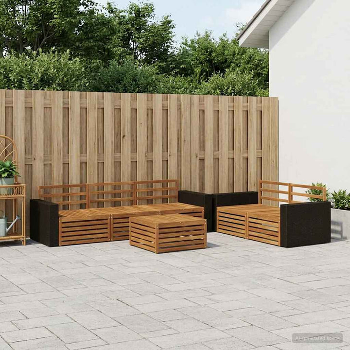 Udendørs sofagruppe 6 pcs Naturfarvet Massivt Akacietræ