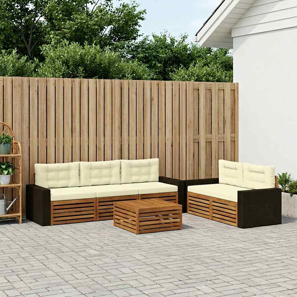Udendørs sofagruppe 6 pcs Naturlig og Fløde