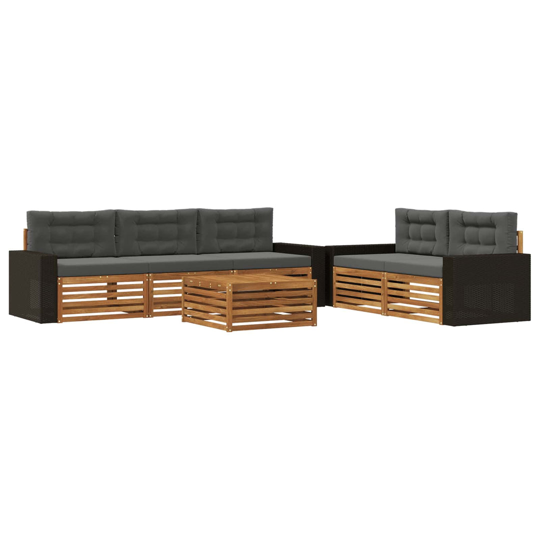 Udendørs sofagruppe 6 pcs Naturlig og Antracit