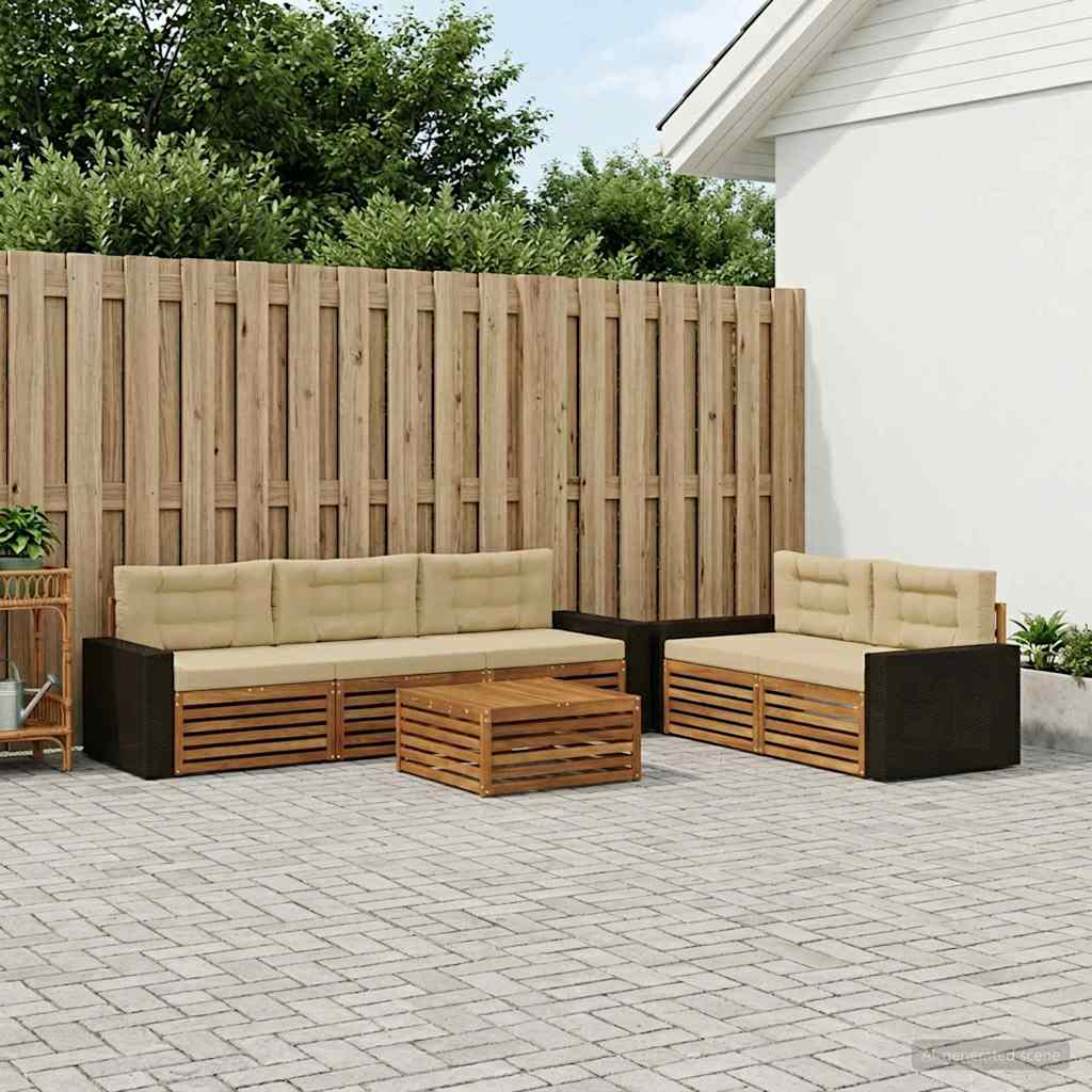 Udendørs sofagruppe 6 pcs Naturlig og Beige