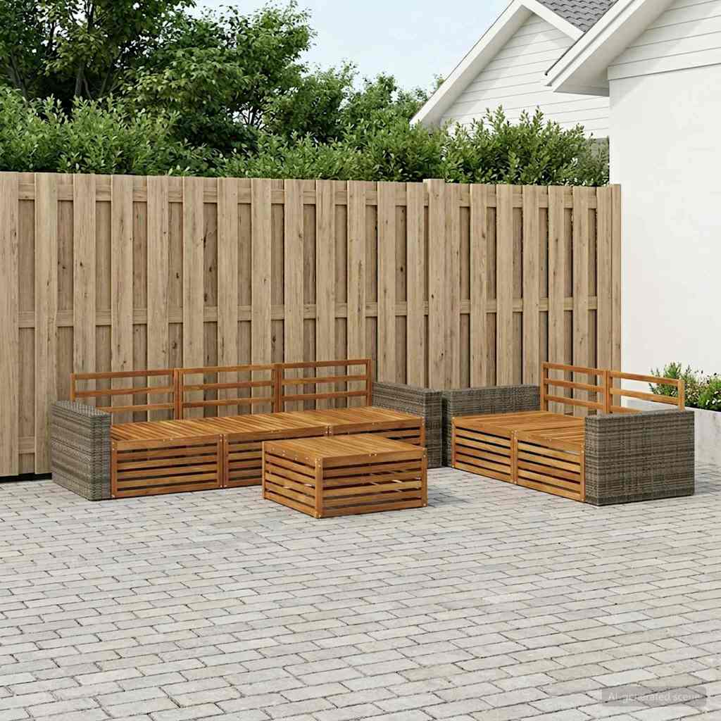 Udendørs sofagruppe 6 pcs Naturfarvet Massivt Akacietræ