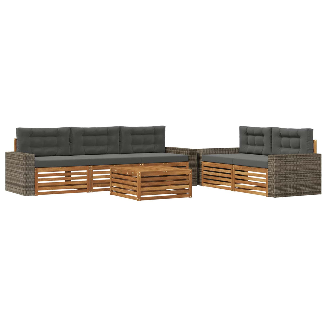 Udendørs sofagruppe 6 pcs Naturlig og Antracit