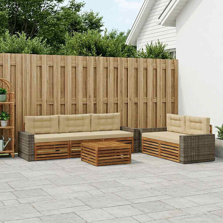 Udendørs sofagruppe 6 pcs Naturlig og Beige