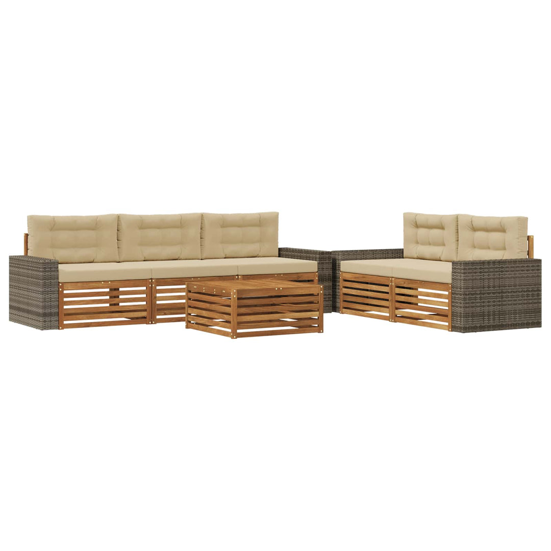 Udendørs sofagruppe 6 pcs Naturlig og Beige
