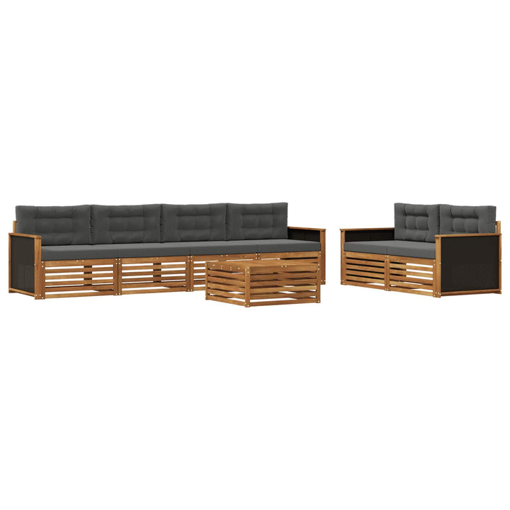 Udendørs sofagruppe 7 pcs Naturlig og Antracit Polyester